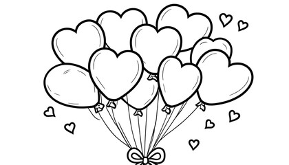 Heart Shaped Balloons Bunch With Bow