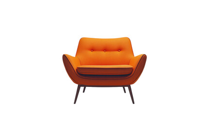 A vibrant orange armchair standing alone, showcasing modern design elegance in a minimalist setting