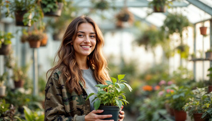 woman in a greenhouse