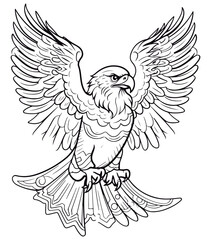 Obraz premium Coloring book for children Falcon Black and white vector illustration.