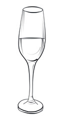 hand-drawn drawing of a champagne glass vector