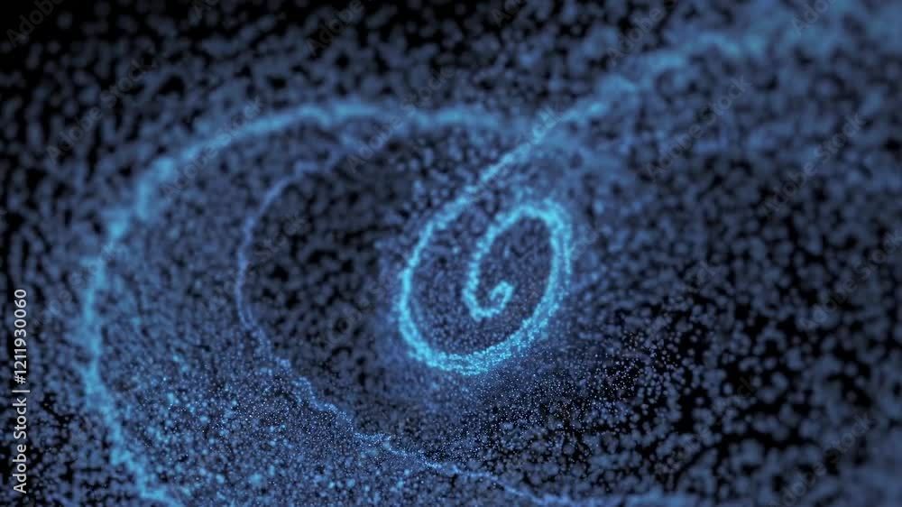 Aufkleber dynamic blue spiral made of particles swirling in dark space captures attention with mesmerizing mov