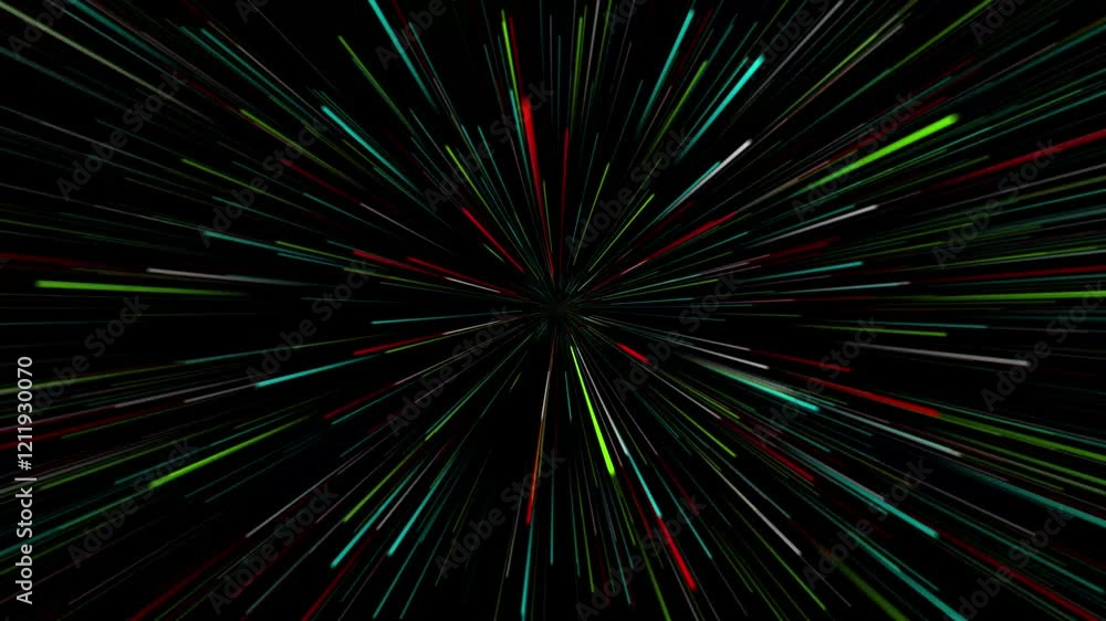 Poster light speed animation stripes on a black background. abstract background with lines for network, dat