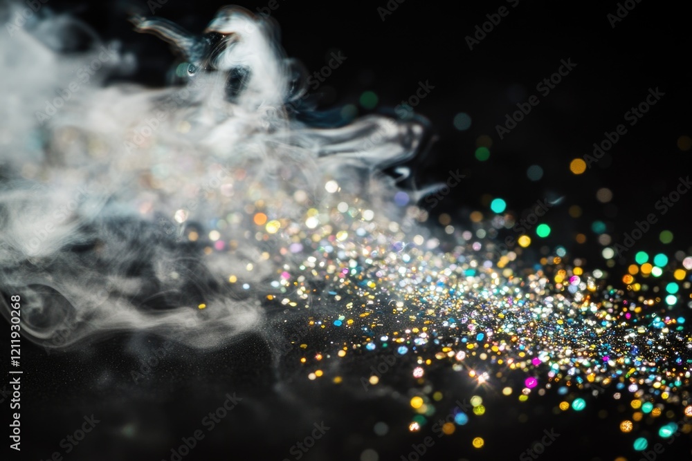 Poster a close-up view of a smoke cloud on a dark background, ideal for use in designs related to mystery, 