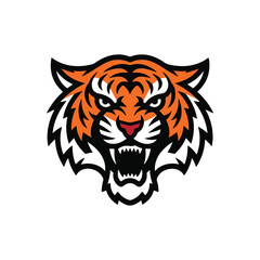 Tiger head, Tiger face vector, Tiger,  vector illustration of a fierce and roaring tiger head with bold, vibrant colors