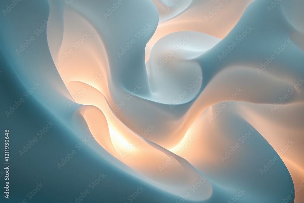Poster abstract design featuring soft curves and gentle light in a serene color palette