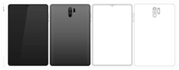 Tablet PC. Vector illustration. Fill and stroke.
