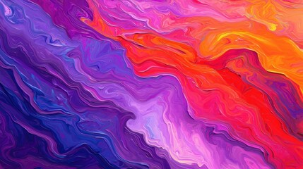Abstract Vibrant Swirls of Purple Pink and Orange Paint