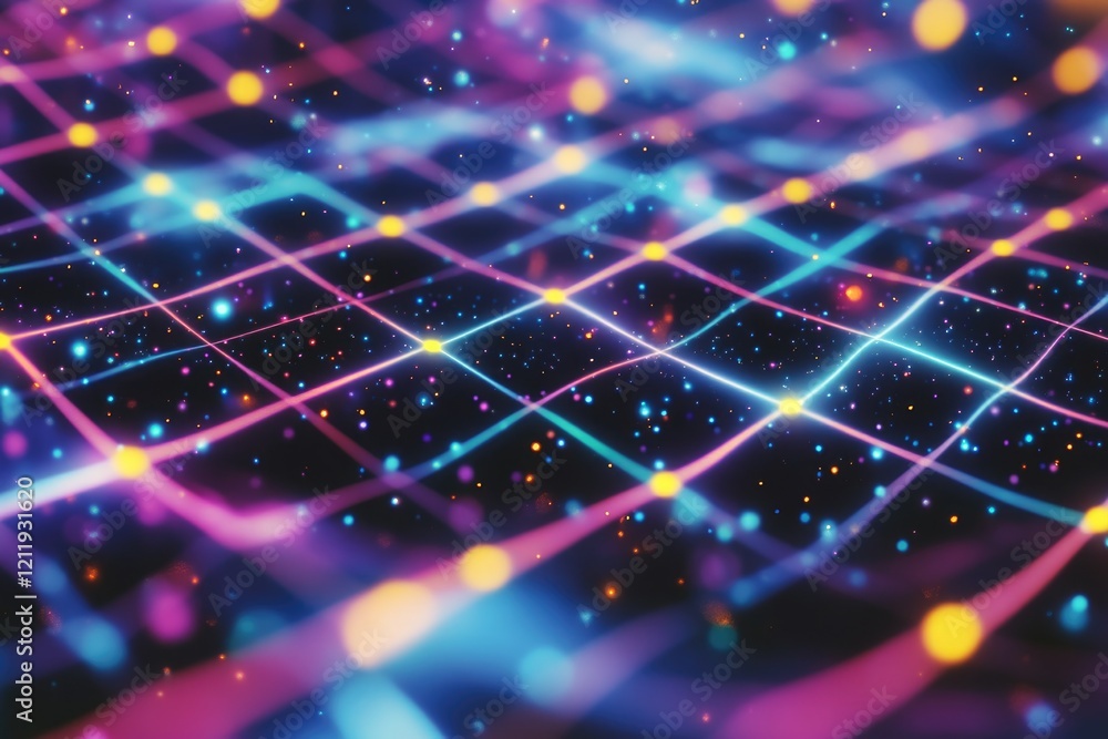Poster A futuristic design featuring a glowing grid pattern