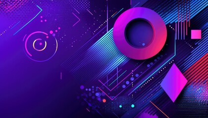 Obraz premium Abstract Neon Geometric Shapes Design Background