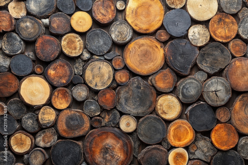 Poster This image features an eclectic mix of diverse wood pieces, each boasting rich textures and varying colors, composed together to emphasize contrast and visual interest.