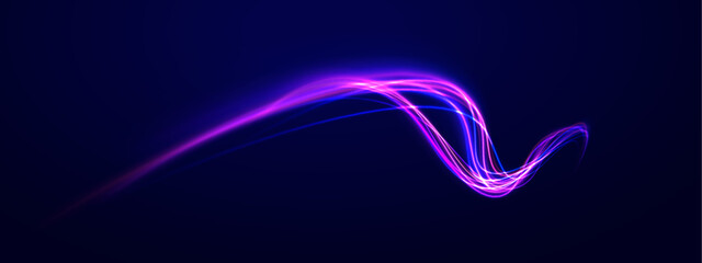 Expressway, car headlight effect. Speed connection vector background. City road car light trails motion background. Electric car and city concept Hitech communication concept innovation background. 