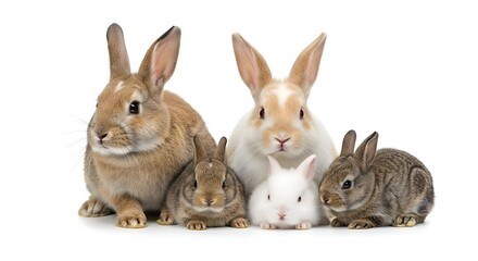 Fototapeta premium Couple of rabbits and baby rabbits