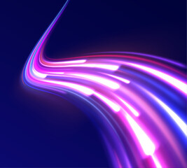 Futuristic dynamic motion technology. Neon color glowing lines background, Glowing wave swirl, impulse cable lines. High-speed light trails effect. Png, neon, line, blur, beam, ray, abstract, energy, 