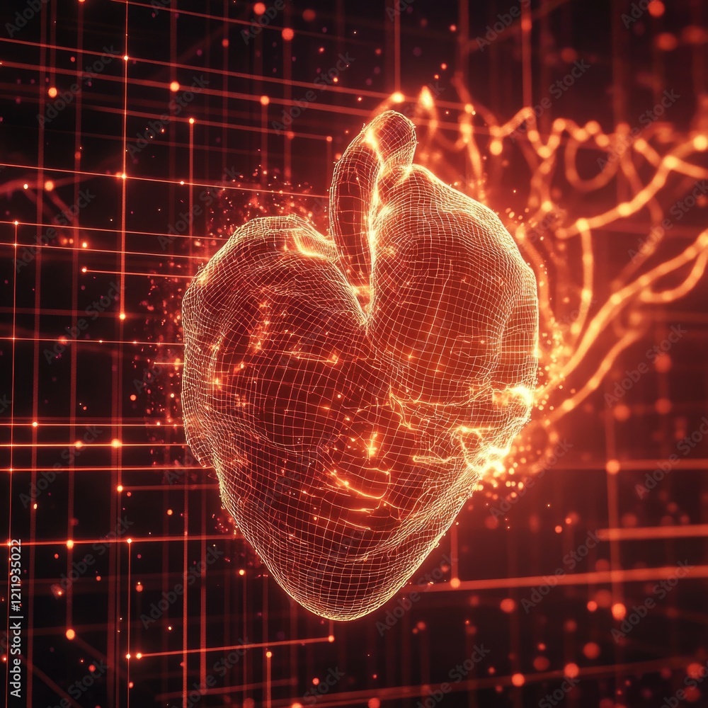 Poster computer-generated 3d model of a human heart