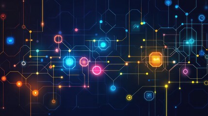 Obraz premium Global network data flow, digital background, technology, connectivity, communication