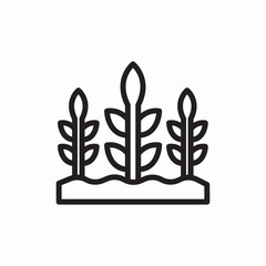 Growing wheat field agriculture icon vector sign