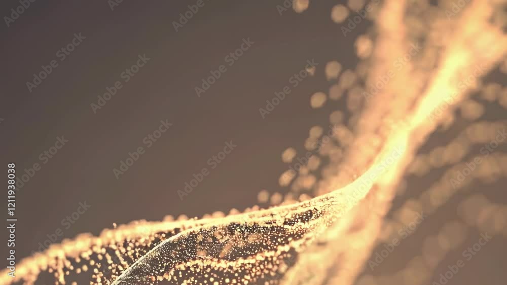 Aufkleber captivating golden particles dance gracefully in mesmerizing fluid motion in a dark setting