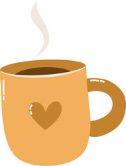 Cute cup of tea autumn doodle clip art