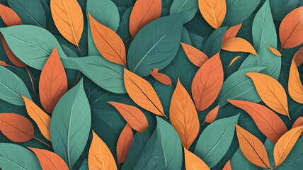 Fototapeta premium Colorful autumn leaves create a vibrant abstract background for digital designs and wallpapers