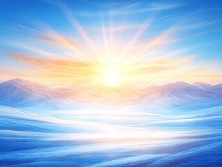 Obraz premium Vibrant sunrise over snowy mountains.