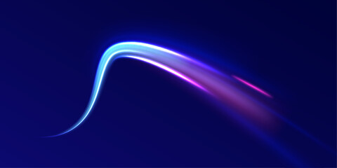 Neon stripes in the form of drill, turns and swirl. Speed of light concept background. Abstract background rotational border lines, png, effect, wave,neon,line.