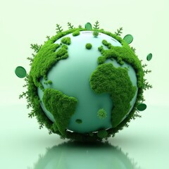 Eco-Inspired Digital Sphere
A digitally rendered globe surrounded by abstract elements like green foliage, coins, and futuristic icons.