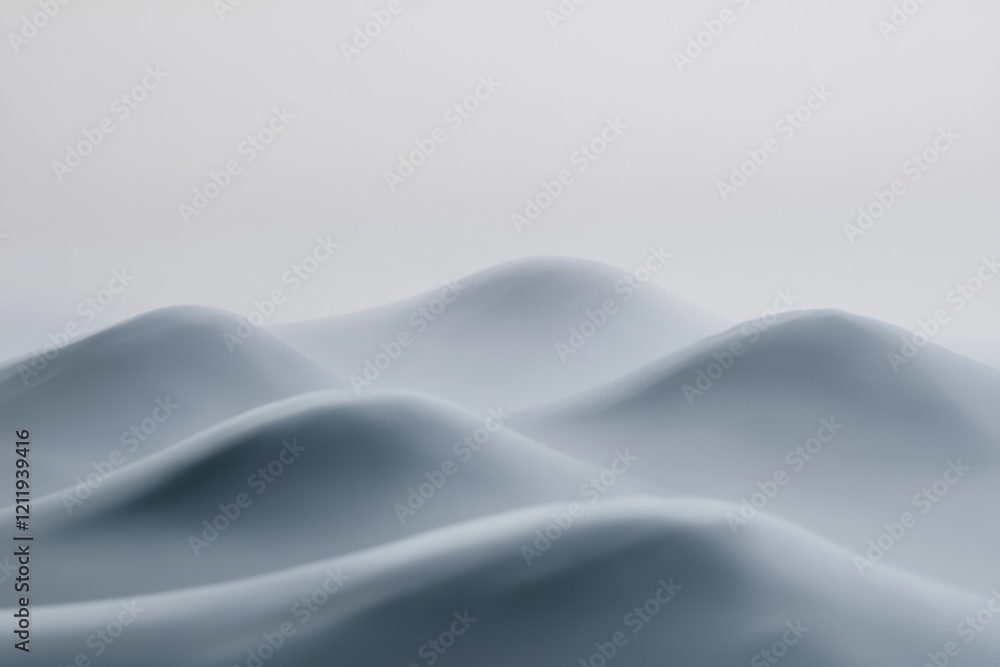 Poster A blurred image of a mountain range with peaks and valleys