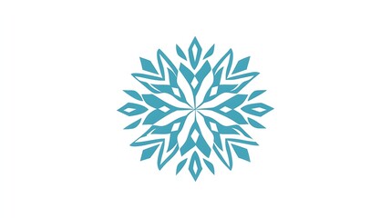 Minimalist Geometric Snowflake Symbol in Light Blue