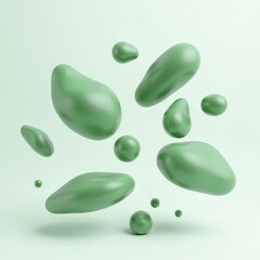 Floating Organic Modules
Modular abstract shapes resembling natural forms like leaves, water droplets, and stones in mid-air.