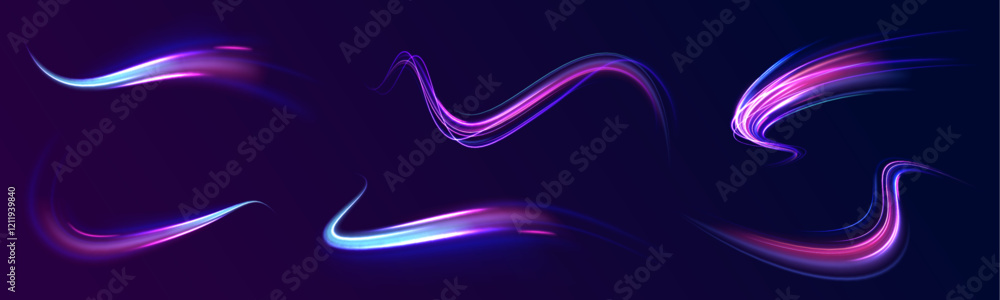 Poster horizontal speed lines connection vector background. futuristic dynamic motion technology blue glowi