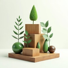 3D podium Nature eco green wood 