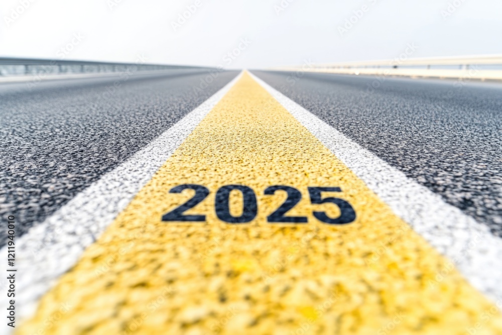 Aufkleber a straight road with a yellow line and the number 205 marked, suitable for use in travel or navigati