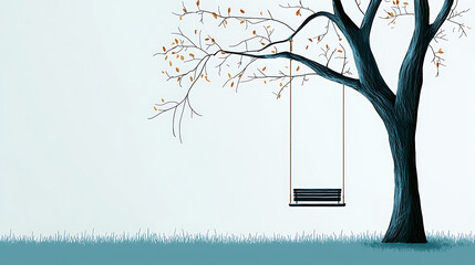 A tree with a swing hanging from it. generated using AI