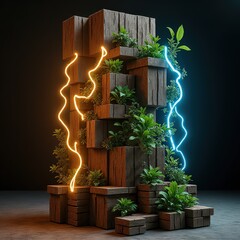 3D podium Nature eco green wood 