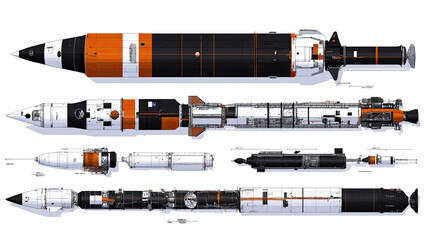 Missile Illustration on Transparent Background Generative AI