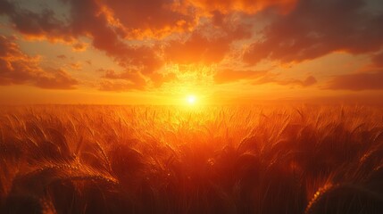 Golden Hour Wheat Field Sunset