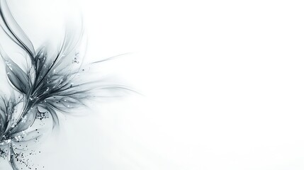 Abstract Grey Floral Design on White Background