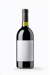 Wine bottle with blank label mock up isolated white background