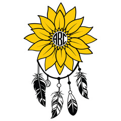Distressed Sunflower vector illustration, Sunflower clipart Design