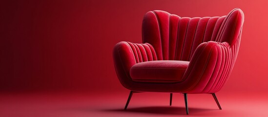 Fototapeta premium Crimson Velvet Armchair: A Study in Luxurious Design