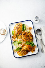 Roasted chicken with lemon and garlic