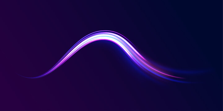 Acceleration speed motion on night road. Magic moving fast speed lines. Blurred car light motion effect, city road background with long exposure night lights. Png,  ray, abstract, energy, pack, effect