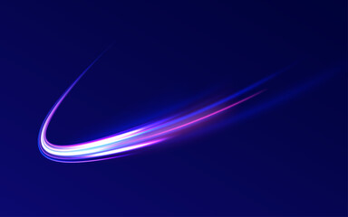 Laser beams luminous abstract sparkling isolated on a transparent background.  Abstract background in blue and purple neon glow colors. Png, lens, light, neon, line, blur, beam, ray.