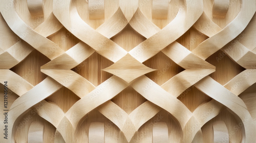 Poster Rubber Wood Finger Joint Board with Intricate Abstract Stacking Pattern for Modern Interior Design and Craftsmanship Background