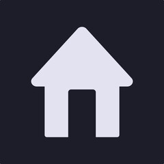 Simple purple house icon symbolizing home, homepage, or residence, set against a dark background