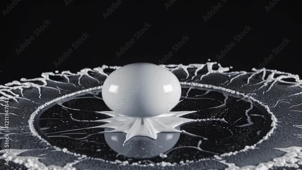 Fototapete captivating slow-motion splash of liquid creating intricate patterns in dark surroundings