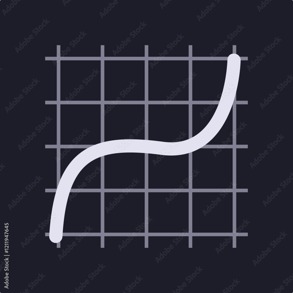 Poster cubic function growing on a grid representing a cartesian plane, showing progress and success