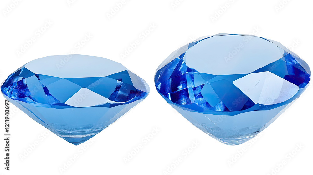 Poster blue diamond-shaped objects on transparent background generative ai