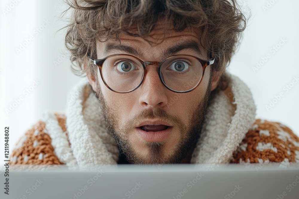 Poster a person studying computer screen